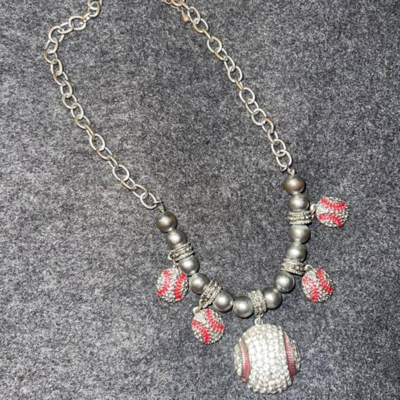 Baseball Rhinestone Necklace - Picture 2 of 6